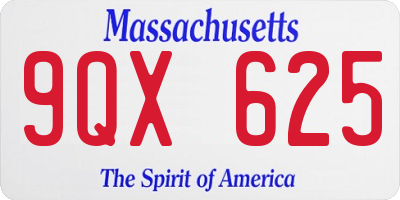 MA license plate 9QX625