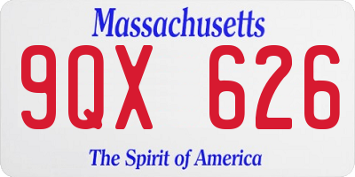MA license plate 9QX626