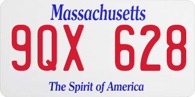 MA license plate 9QX628