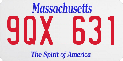 MA license plate 9QX631