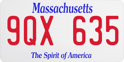 MA license plate 9QX635