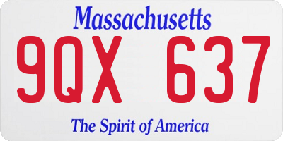 MA license plate 9QX637