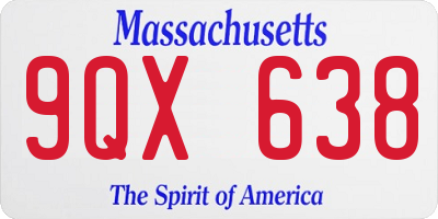 MA license plate 9QX638