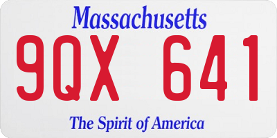 MA license plate 9QX641
