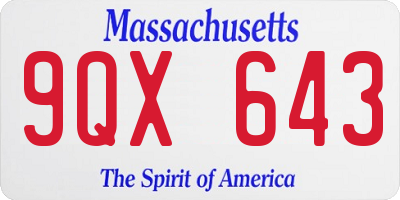 MA license plate 9QX643