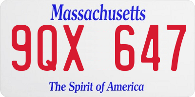 MA license plate 9QX647