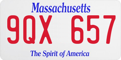 MA license plate 9QX657
