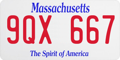 MA license plate 9QX667