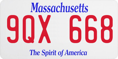 MA license plate 9QX668