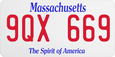 MA license plate 9QX669