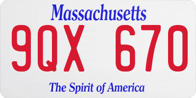 MA license plate 9QX670