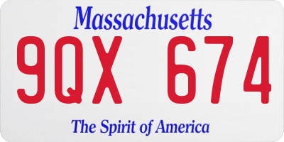 MA license plate 9QX674