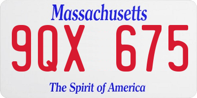 MA license plate 9QX675
