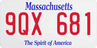MA license plate 9QX681