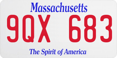 MA license plate 9QX683
