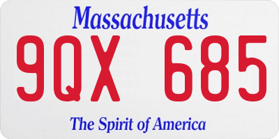 MA license plate 9QX685