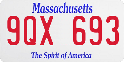 MA license plate 9QX693