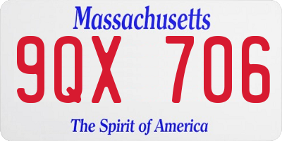 MA license plate 9QX706