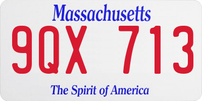MA license plate 9QX713
