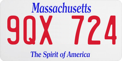 MA license plate 9QX724
