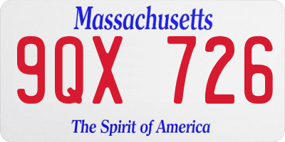 MA license plate 9QX726
