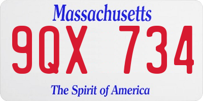 MA license plate 9QX734