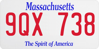 MA license plate 9QX738