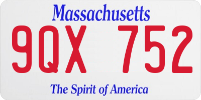 MA license plate 9QX752