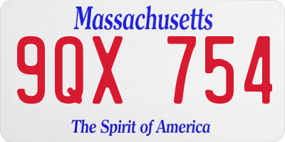 MA license plate 9QX754