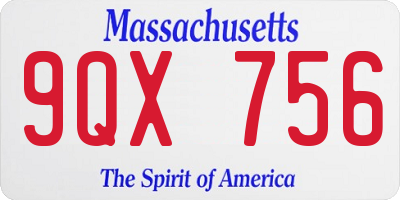 MA license plate 9QX756