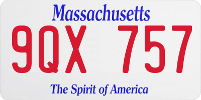 MA license plate 9QX757