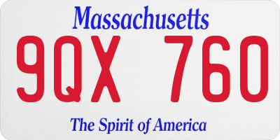 MA license plate 9QX760