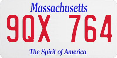 MA license plate 9QX764