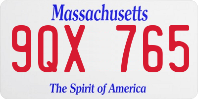 MA license plate 9QX765