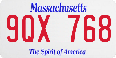 MA license plate 9QX768