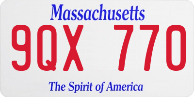 MA license plate 9QX770