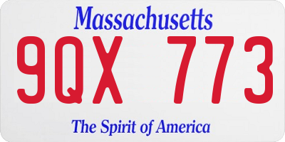 MA license plate 9QX773