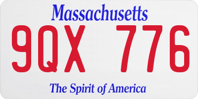 MA license plate 9QX776