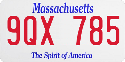 MA license plate 9QX785