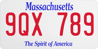 MA license plate 9QX789