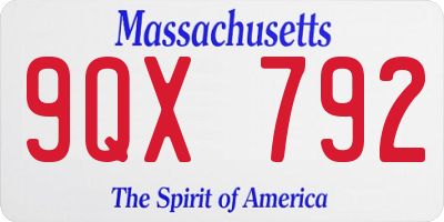 MA license plate 9QX792