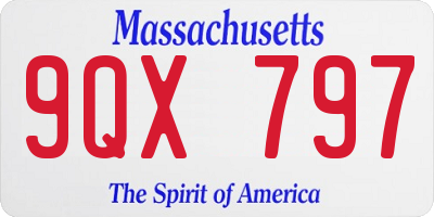 MA license plate 9QX797