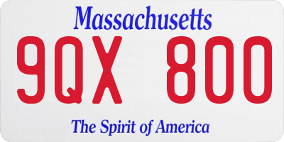 MA license plate 9QX800