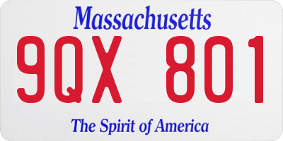MA license plate 9QX801
