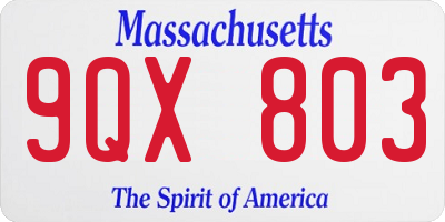MA license plate 9QX803