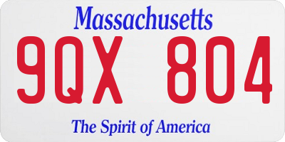 MA license plate 9QX804