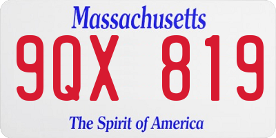 MA license plate 9QX819