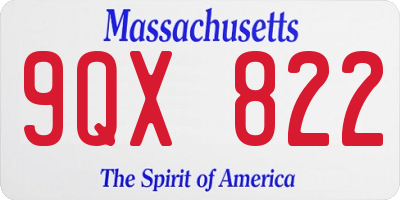 MA license plate 9QX822