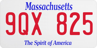 MA license plate 9QX825