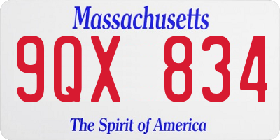 MA license plate 9QX834